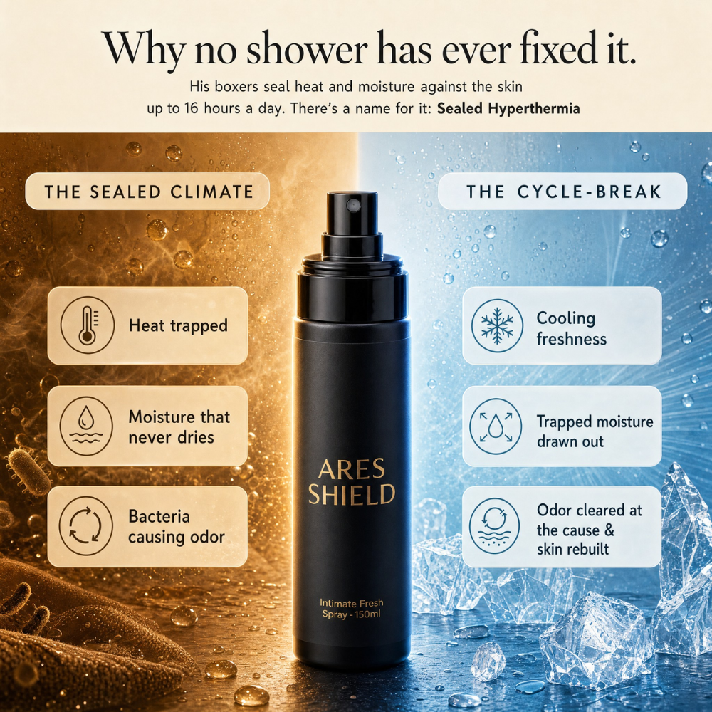 ARES Shield - بخاخ حماية حميمية مضاد للبكتيريا للرجال